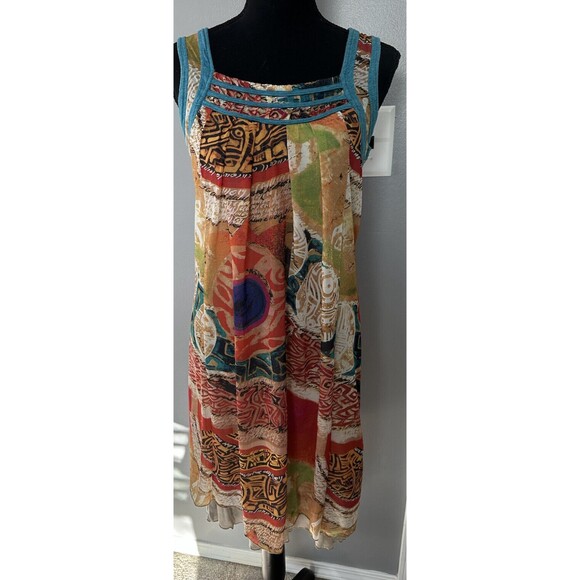 Aventures des Toiles Sleeveless Multicolor Dress Lined A-line size 36/UK8/US4 - Picture 1 of 6